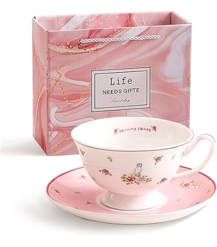 Tasse à Café Vintage Fleurs Et Oiseaux Avec Soucoupe - Céramique, Bordure Dorée, 250 Ml, Cadeau élégant