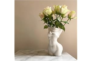 Cutfouwe Weibliche Körpervase Deko Vase Weiß Keramik Vase Pampasgras Blumenvase Menschliches Körper Form Minimalistische Dekorative Vase Für Wohnzimmer Home Deko (C, Modern vase)