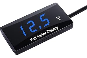 Thlevel 12V samochodowy woltomierz cyfrowy, wodoodporny, DC 12V wyświetlacz LED, woltomierz do samochodu, motocykla, woltomierz, miernik napięcia (niebieski LED)