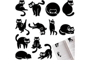 Lot de 12 Marque-Pages Magnétiques, Tixlux Marqueurs de Page Magnétiques de Style Chat pour Enfants, Enseignants, Étudiants, Amateurs de Livres, Fans de Chats