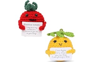 Asheyya 2 PCS Positive Tomato & Pineapple Affirmation Gifts for Men Women, Mini Knitted Good Luck Charm Motivational Gifts with Positive Card