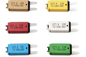 Gloaso Manueller Reset Sicherungsschutzschalter 12V 24V ATM Low Profile 5A/ 10A/ 15A/ 20A/ 25A/ 30A Amp, DC Mini Sicherung Leistungsschalter zurücksetzbar für Kfz Wohnmobil Solar LKW Boot, 6-Pack