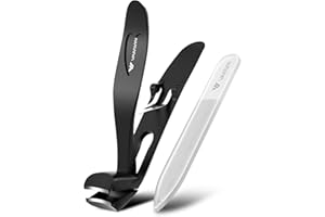 VANWIN Coupe Ongle à Tête Inclinée, Coupe Ongle Ergonomique Large Ouverture pour Ongles Épais avec Attrape-Ongles en Acier pour Personnes Âgées Hommes Femmes