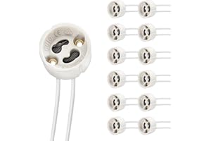 DiCUNO Douille GU10 en céramique, Connecteur à ampoule 0,75 mm², Résistante à la Chaleur 600℃, Max 250V 300W, Fils silicone 15cm, Support de lampe pour ampoules LED GU10, Lot de 12
