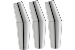 WOTOR Boston - Set di 3 shaker per cocktail pesati, in acciaio inossidabile, 530 ml, 830 ml, shaker per Martini in metallo per barista, strumenti da bar professionali per baristi (argento)