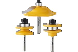 WSOOX 3 PCS Router Bit Set, Raised Panel Cabinet Door Making Router Bit Set, Ogee Rail and Stile Router Bit Set, Professional Carbide Milling Cutters for Woodworking (1/4-Inch Shank)