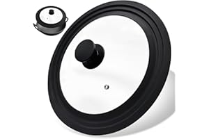 Xpieoyrm Universal tapa sarten Negro 24/26/28 cm, Tapa Sartén con Borde Escalonado de Silicona Resistente al Calor, Tapa Universal para sartenes y ollas,Tapa multiusos con válvula de vapor