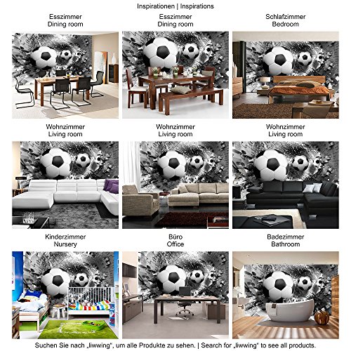 Vlies Fototapete 200×140 cm PREMIUM PLUS Wand Foto Tapete Wand Bild Vliestapete – Fußball Tapete Abstrakt Fußball Rechteck Puzzle Tunnel schwarz – weiß – no. 979 - 5