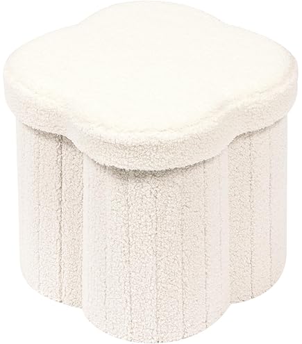 Poef Wit Bouclé - Teddy stof - 40 x 40 cm | bol