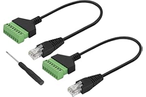 zdyCGTime RJ45 Male to 8 Pin Screw Terminal Adapter RJ45 /8P 8C Ethernet Cable Extender RJ45 to 8Pin Bolt Solderless Cable for AV CCTV DVR Cat6 Cat6e Cat5 In-Line Coupler.(30cm/2Pack)