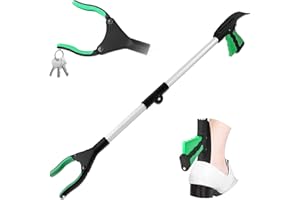 Awsuc Faltbare Greifer, 0°- 180° abgewinkelter Arm, 90°drehbarer Kopf, 80cm Langer Greif-Werkzeug mit Magnetspitzen für die Müllabfuhr, Abfallsammlung, Armverlängerung（Grün）