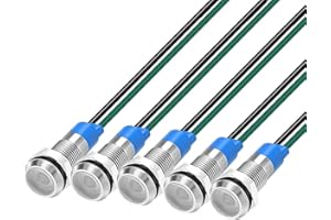 Gebildet 5 pcs 6 mm 3V-4.5V-5V-6V-7.5V-9V LED Luz Indicadora de Metal Lámpara de Señal Impermeable con Cable (Blanco)