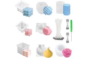 Mailfull Moldes para Velas 8 piezas Molde Velas Silicona Kit para Hacer Velas Molde Velas 3D Moldes para Velas Hechos a Mano para Hacer Velas Decoración del Hogar Manualidades