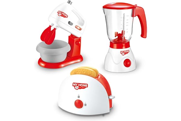 deAO Kökssats med mixer, mixer, brödrost och andra kökstillbehör. | med mixer, mixer, brödrost och andra kökstillbehör, presenter till pojkar och flickor 3 år