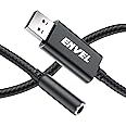 ENVEL Headset Adapter 3.5mm Female to USB Male,Built-in Chip External Stereo Sound Card,TRRS 4-Pole Mic-Supported USB to Headphone Adapter for PS4 Laptop PC&More (Black)