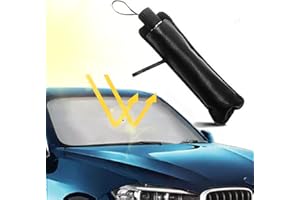 Kakbrt Car Front Windshield Sun Shade Umbrella,UV Reflecting Sun Shade Cover/Heat Sun Visor Protector, Folding to Use and Store Fits Most Vehicles Car Sun Shade (Basic style, M/65 x 120CM)