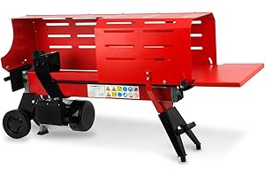 EBERTH Astilladora de troncos, eléctrica 2200W, hidráulica con 7T de potencia de división y jaula, máx. hasta 52cm de longitud de madera y 25cm de diámetro, 230V, horizontal, partidor de leña