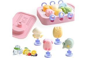 JINYJIA 6 Pièces Moules à Glace,Moule Glace en Silicone,Glace a l'eau Réutilisables,Moule à Glace pour Bricolage,Moules à Glace avec Bâtonnets pour Enfants et Adultes (Rose)
