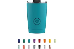 Cool Bottles - Tumbler - Vaso Térmico de Acero Inoxidable - 330 ml - Vivid Turquoise - Taza de Café - Altura 14 cm - Bebidas Frías 10 horas y Calientes 5 horas - Tapa Hermética - Libre de BPA