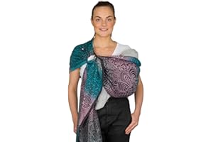 Hoppediz Ring-Sling, Fascia porta bebè per neonati e bambini con due anelli in alluminio, 0-36 mesi, 3-20 kg, Jaipur nero