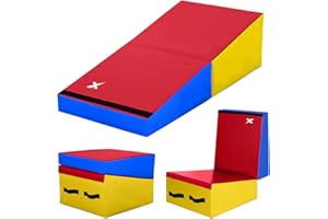 XN8 SPORTS Xn8 Foldable Incline Gymnastic Mat Non-Slip Kids Wedge Cheese Mat Tumbling Yoga Mats with Carrying Handle Home Gym Fitness for Boys and Girls Training Aerobic Exercise