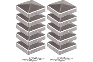 WUCHAITOO Lot de 10 capuchons de poteau en métal en forme de pyramide pour poteaux en bois avec vis - 7 x 7 cm