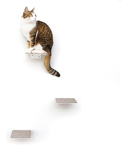 LucyBalu® Kattenhangmat van natuurlijk vilt, wandrek, kattenboom, zitstok om aan de muur te bevestigen, hangbed, bed, gemaakt in Duitsland, wit/zand