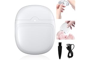 Nizirioo Tagliaunghie elettrico 2 in 1, tagliaunghie automatico con luce a LED e spazzola per la pulizia, tagliaunghie ricaricabile USB, tagliaunghie professionale per bambini adulti (bianco)