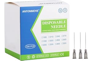 ANTONMOVE 100pcs Dispensing Accessories Stainless Steel Pipe Individually Wrapped Laboratory Supplies 21G 22G 24G 26G (22G 38MM)