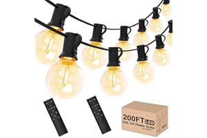 ‎YUUCIO Yuucio 60M Lichterkette Außen Dimmbar, LED G40 Outdoor Lichterkette mit Fernbedienung, 100+4 Plastikbirne Wasserdicht Hängende Glühbirnen Lights für Terrasse, Garten, Party Warmweiß