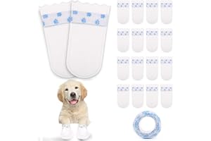 CTRUEE 20-Pack Dog Socks Paw Protectors Shoes - Stop Licking Dog Socks Paws, White Dog Booties Waterproof Disposable for Dog Cat Pets