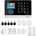 Irishom 433MHz Wireless WIFI + GSM Auto-dial Alarm Security System LCD Display Door Sensor PIR Motion Sensor Phone APP Remote Compatible with Alexa Home Voice Control Smart Burglar Alarm System