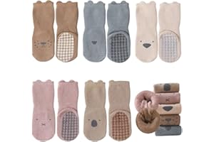 FedMois Pack de 5 Calcetines Térmicos Invierno de Algodón Antideslizantes para Bebé Niño Niña