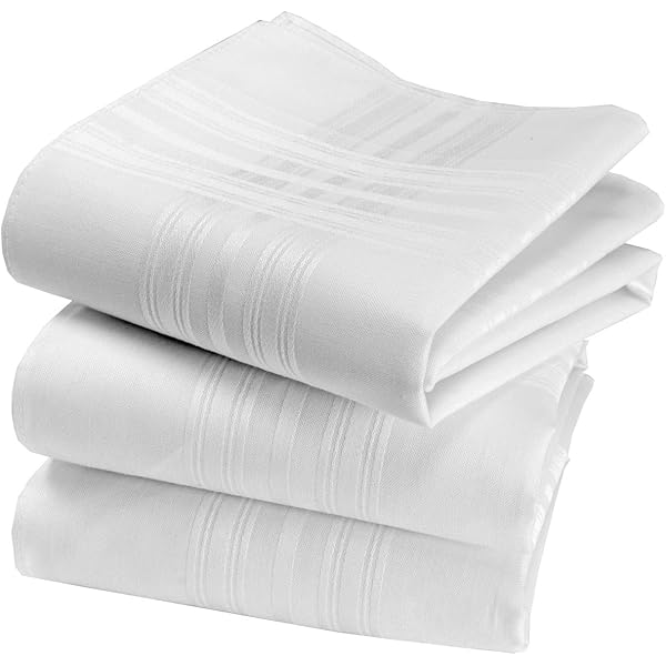 Confezione Da 3 Fazzoletti In Lino Irlandese 100% Puro Per Uomo - Bianco, Confezione Regalo