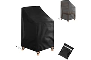 Ricyea Gartenstuhl Abdeckung, Gartenstühle Schutzhülle, Wasserdicht, Winterfest, UV-Beständig, Gartenmöbel Abdeckhaube mit 4 Schnappverschlussgurte für Stapelstühle, 72x92x70/120 cm