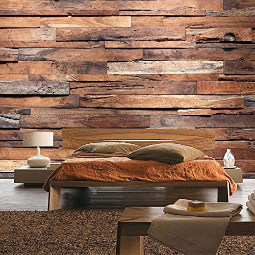 Vlies Fototapete PREMIUM PLUS Wand Foto Tapete Wand Bild Vliestapete – Holzwand Wand Mauer – no. 174 Holzwand Steinoptik Holz Wand Mauer Holztapete, Größe:400x280cm Vlies - 8