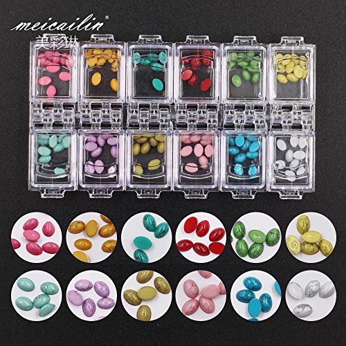 Sindy 12 Colors 120Pcs 3D Nail Decoration Acrylic Natural Crack Stone Flat Base Nails Art Accessory Crackle Stone DIY Manicure Jewelry