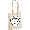 Thing One 1 and Thing Two 2 Couples Matching Funny Costume Cat Twins Top Book Day Cotton Tote Bag