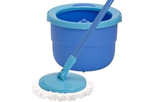 Spontex Full Action System Spin Mop and Bucket Set - Easy 360° Wringing & Rinsing System - Cleans Laminate, Wood & Tile Flooring - 2 x Microfibre Mop Head Refills