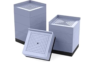 I3C 4PCS Adjustable Bed Risers Furniture Risers, 3 Inch Non-Slip Heavy Duty Riser for Bed Table Chair Sofa, Desk Lifts Leg Extenders (Grey Square)