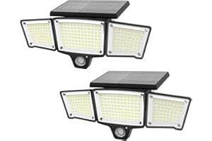 YD LIFE Lampe Solaire Extérieur Murale 1200LM 208 LEDs avec Détecteur de Mouvement, Lumière Étanche Spot Projecteur LED Angle d'éclairage 270°, 3 Modes IP65 pour Porche Cour Patio Jardin Allée Garage