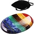 Yeesabella Thumb Worry Stone for Anxiety with Velvet Bag - 7 Chakra Healing Crystal Oval Pocket Palm Stone Gemstones for Reiki Balancing Meditation and Anxiety Relief