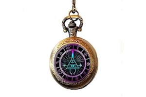 GAOXIANG Steampunk Drama Gravity Falls Mysteries Bill Cipher Wheel Pocket Watch Necklace