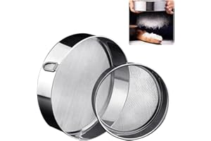 GIRAFEDA 2 Pcs Tamis en Acier Inox Tamis Cuisine Tamis à Farine Tamis Pâtisserie avec Anneau Suspendu Tamis Fin 2 Tailles Tamis Boulanger Tamis Blé Tamis Alimentaire pour Farine Gâteaux Sucre Glace