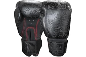 Buddha Fight Wear BUDDHA FIGHT WEAR Fantasy Luzbel boxing gloves, Muay Thai, Kick Boxing, synthetic leather, odor-inhibiting inner fabric, reinforced seam (black and matt black, 300 g)