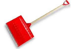 Lot de 3 pelles à neige poussoir renforcé avec manche bois | Rouge | 53 cm | Kibros PNPOUSSx3