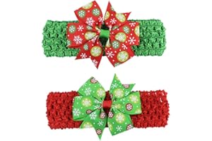 Longsing Fasce di Natale Fasce del Bambino di Natale Set Fascia per Capelli Bowknot per Bambina per Regalo di Natale