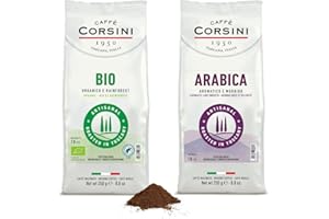 CAFFÈ CORSINI 1950 Caffè Corsini - Set Café Moulu Arômes Veloutés, Biologique, 2x250g, Total 500g