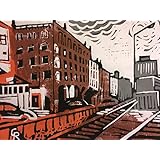 Kaffee Hag, Bremen - Linolschnitt, von Hand einzeln gedruckt, etwa 15x20cm, Limitiert auf 10 Stück, nicht nachdruckbar