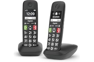 Gigaset E290 Duo - Telefoni Cordless - Due Portatili con Suonerie Forti - Numeri Grandi e Audio Potenziato - Vivavoce, Nero [Versione Italiana]